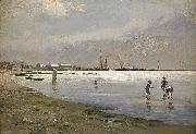 Hugo Salmson Trelleborgs hamn oil painting artist